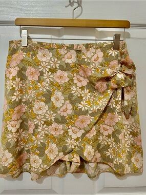 Floral Wrap Mini Skort with side tie